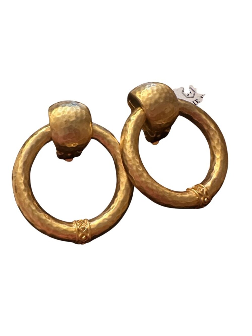 NEW Julie Vos Hammered Gold Clip On Hoop Earrings - Picture 2 of 3